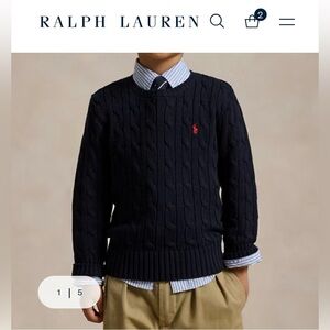 Polo Ralph Lauren Black Crewneck Cable Knit Sweater Size 4/4T
